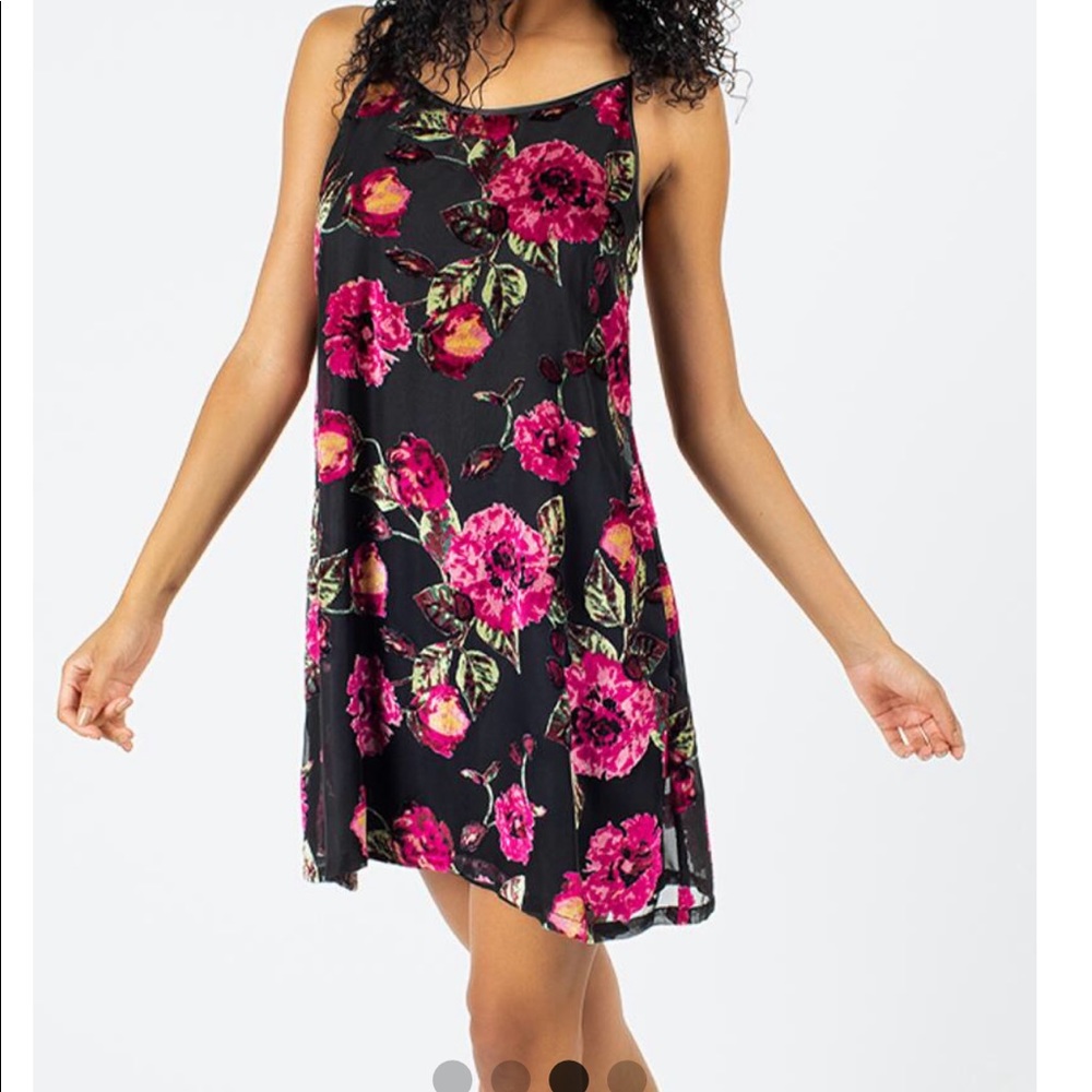 NWT Francesca's velvet floral slip dress